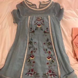 Light blue embroidered dress